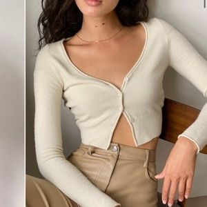 Aritzia Wilfred Santorini Cardigan XS - Light Heather Oatmeal